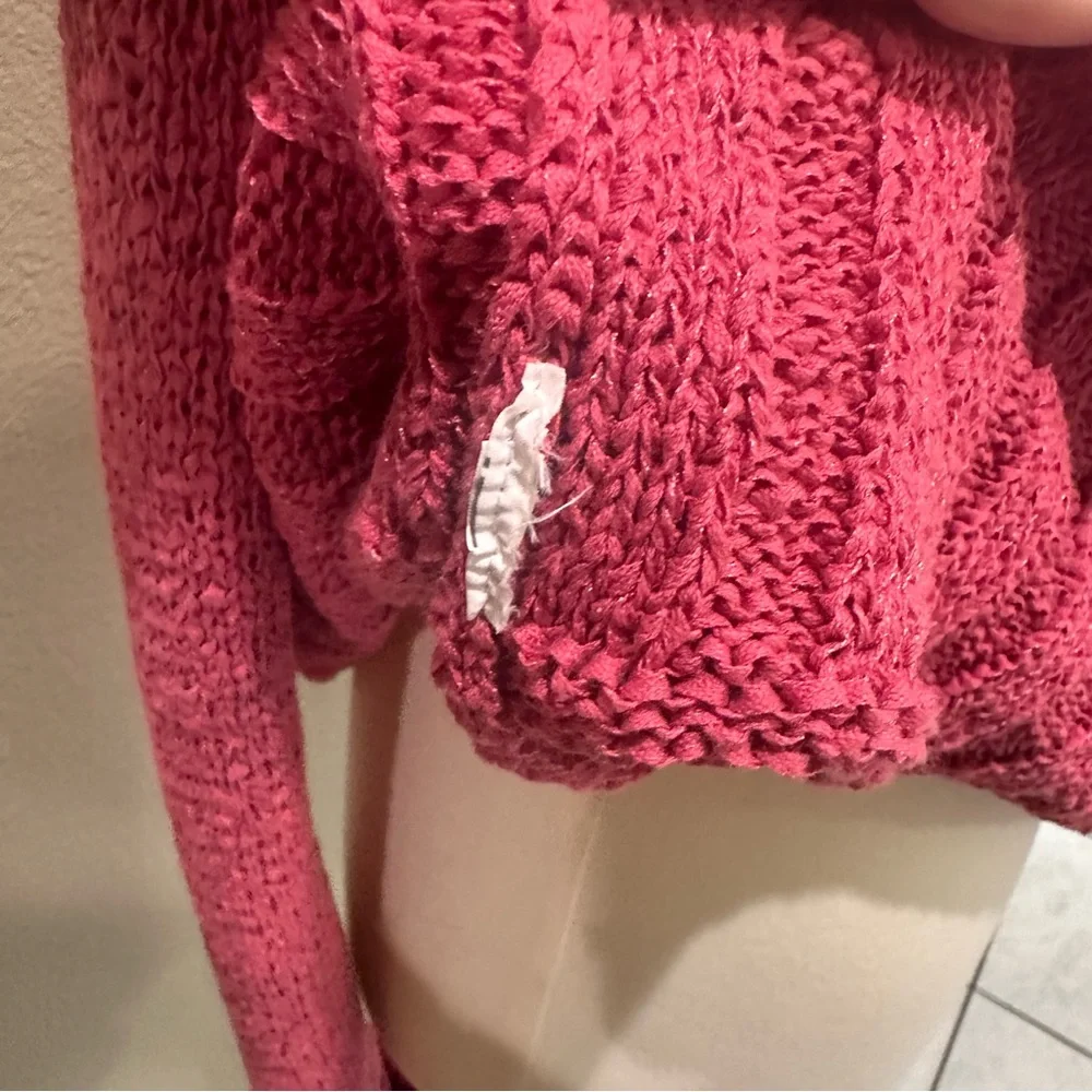 J. Crew Cozy Pink Knit Sweater Linen Cree Neck Top small
